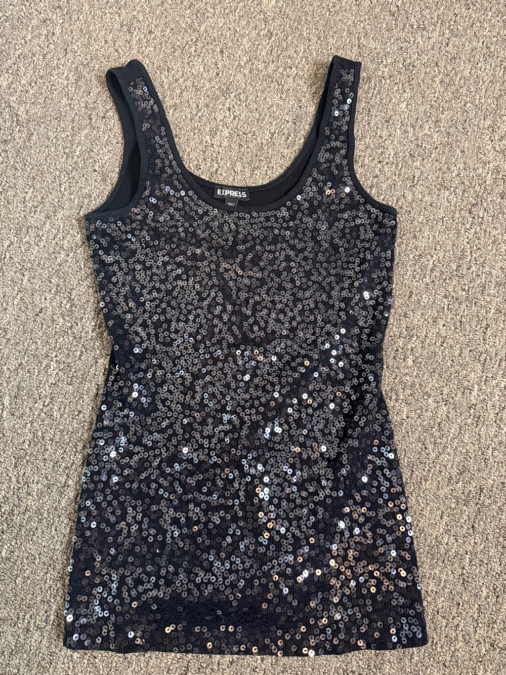 Express Black Sequin Tank Top